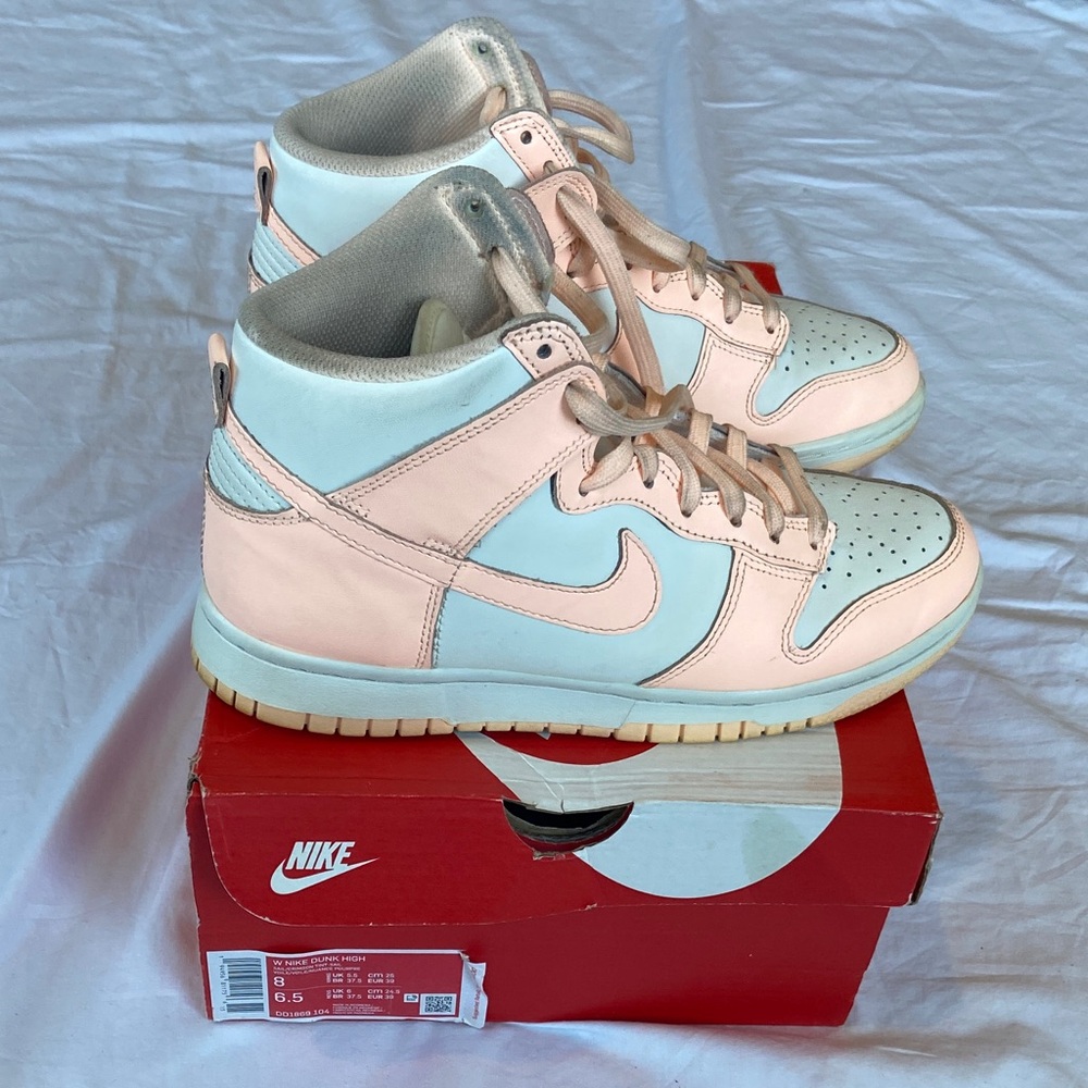 Nike Women’s High-Top Sneakers in Pastel Pink and white